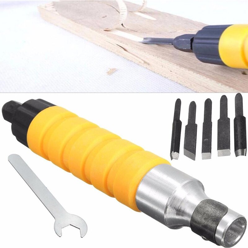 Wood Chisel Carving Tool Set Furniture Wood Carving Tool Electric Chisel+5 Carving Tips Wrench Flexible Flex Shaft