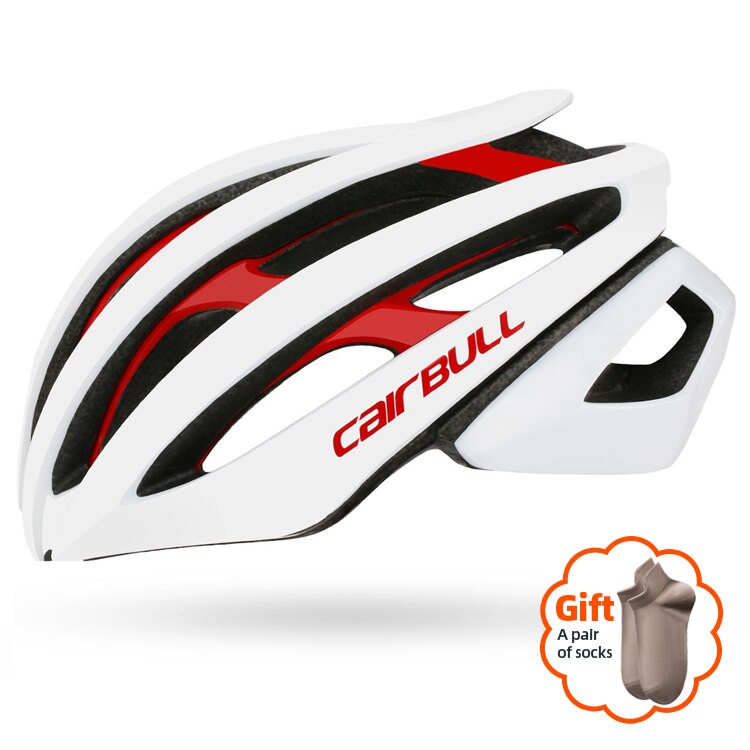 CAIRBULL Cycling Helmet for Man Woman Road Mtb Double EPS Structure Helmet Ultra-light Comfortable Breathable Safety Bike Helmet: White Red / M(54-58CM)