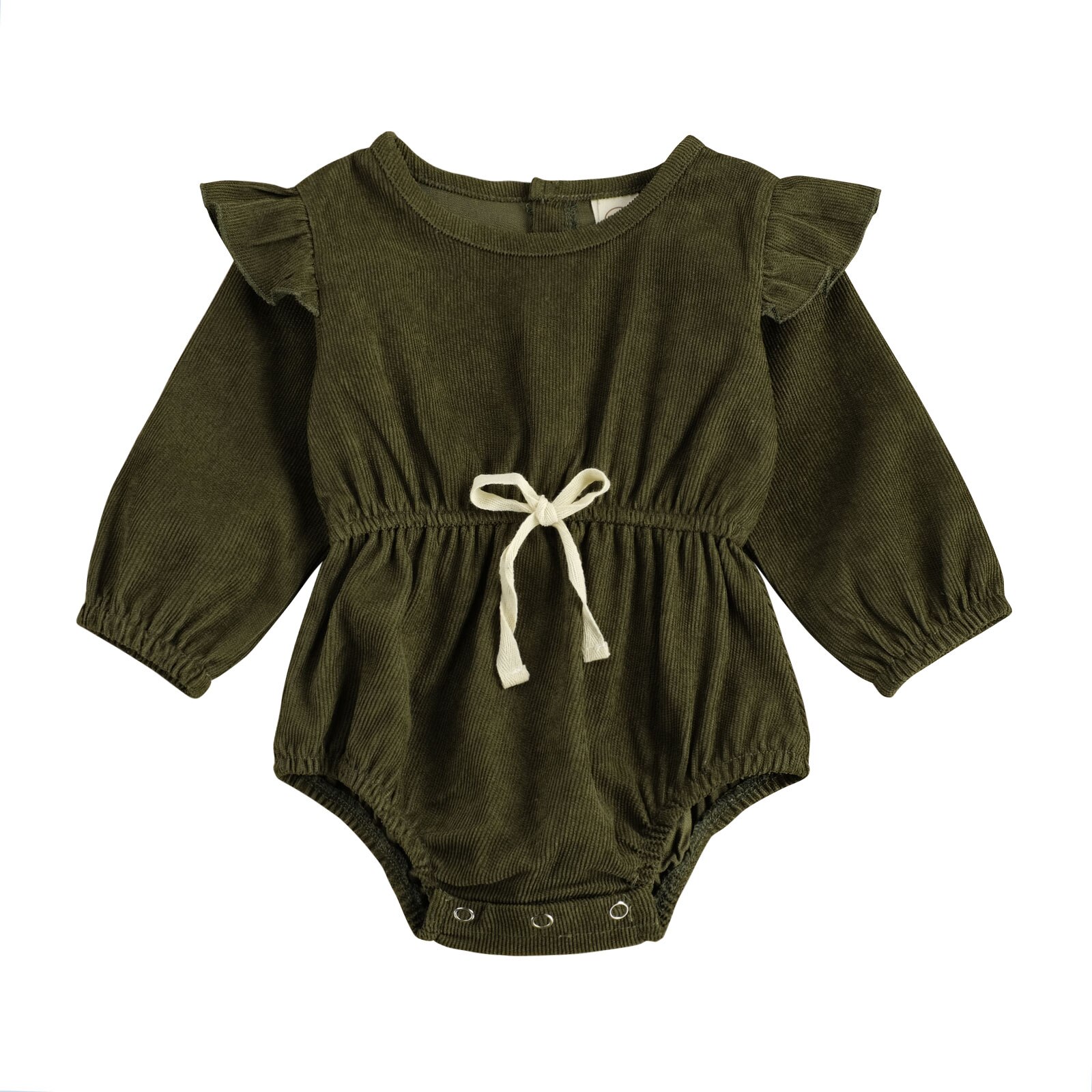 Focusnorma Autumn Baby Girls Boys body 3 colori Solid Ruffles tute con bottoni a manica lunga 0-24M One Piece: green / 24M