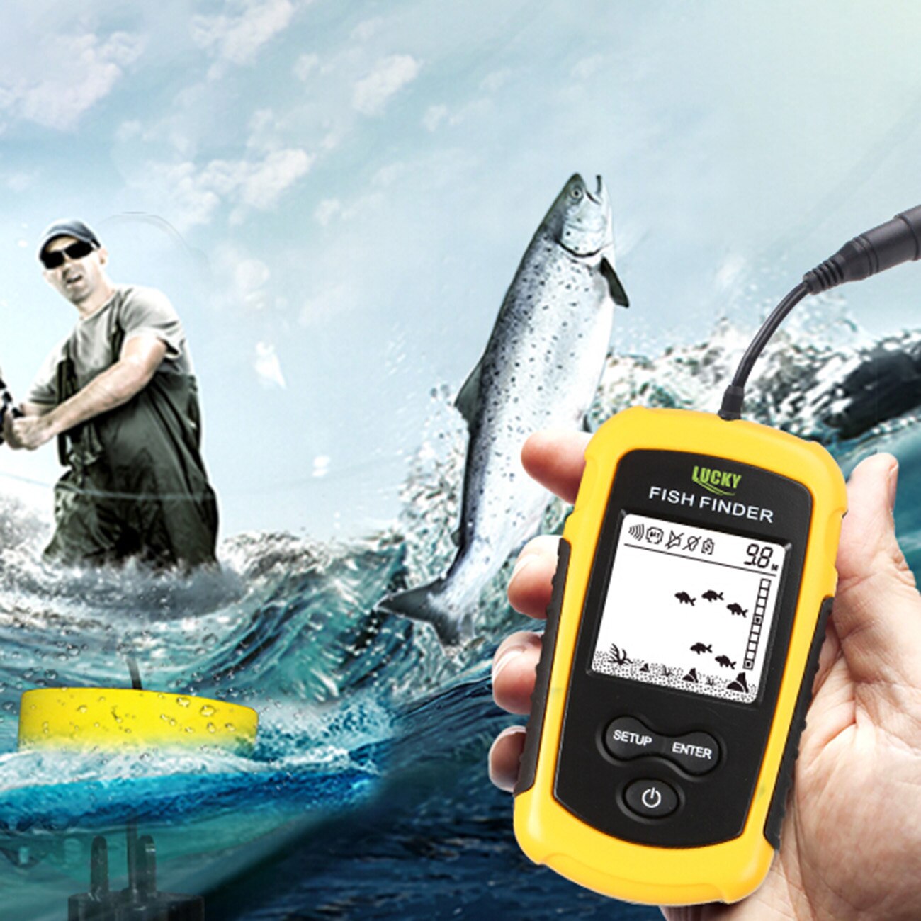 LUCKY Draagbare Fishfinder met Dual Sonar Frequentie voor Ijs vissen Kajak vissen