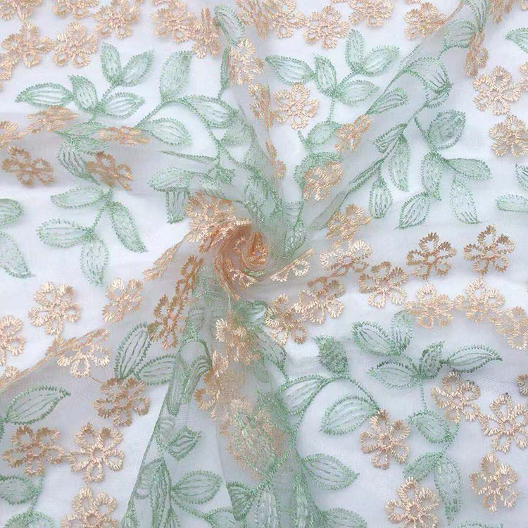 1Meter 135Cm Mesh Kant Borduurwerk Blad Bloem Patroon Borduren Stof Diy Vrouwen Rok Jurk Kleding Stof