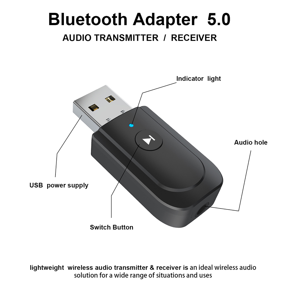 Mini USB 3 IN 1 Bluetooth 5.0 Transmitter Receiver Stereo Bluetooth RCA USB 3.5mm AUX For TV PC Headphones Home Stereo Car Audio