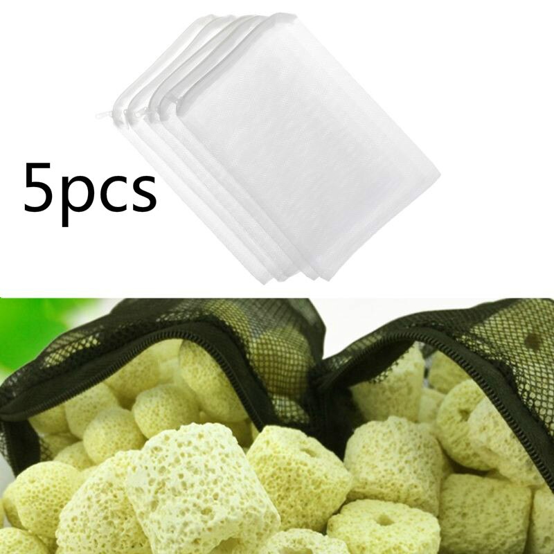 Filet filtrant pour aquarium 20x15cm, 5 pièces, sac pour aquarium, filet à fermeture éclair, boule biologique, charbon actif, isolation, sac de rangement