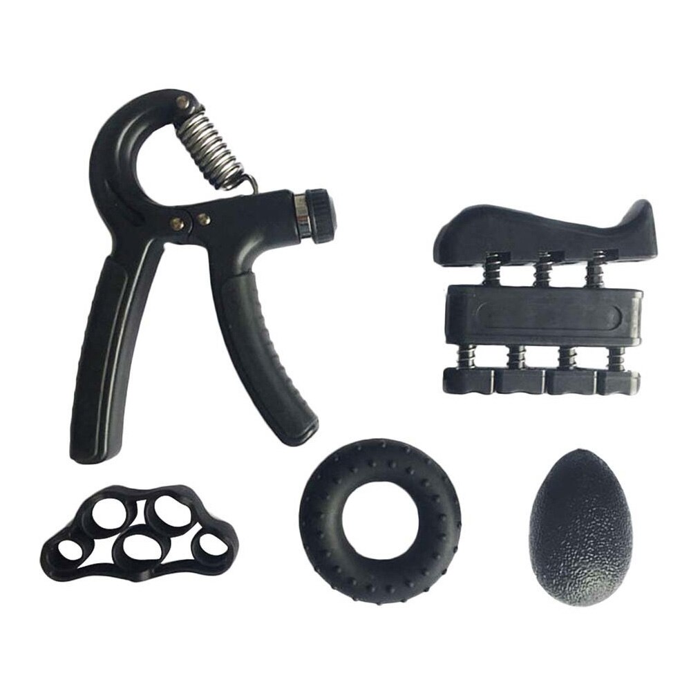 5 stk håndgrebssæt r-shape håndtræner sport styrketræning forstærker griber fjeder finger pinch carpal expander: Sort
