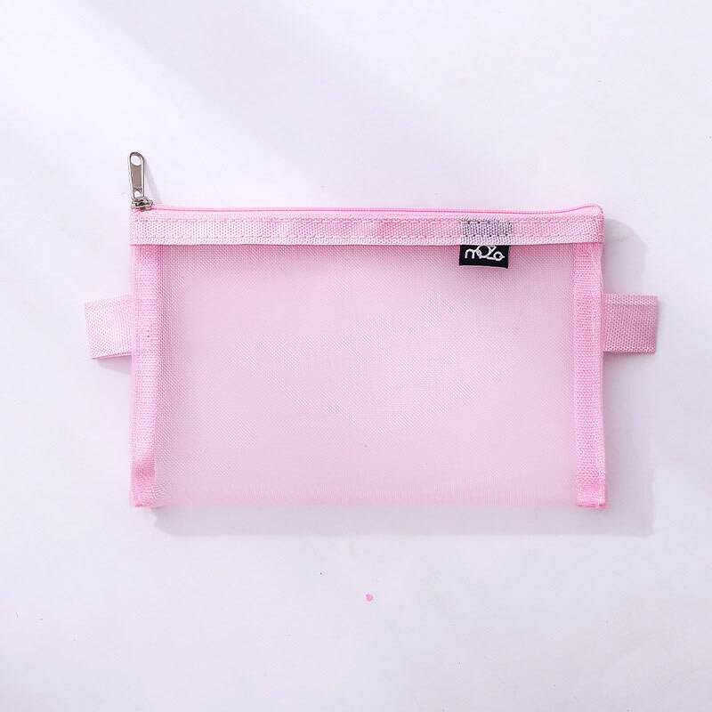 Simple Transparent Mesh Pencil Case Office Student Pencil Cases Nylon Kalem Kutusu School Supplies Pen Box Astuccio Scuola: pink Big