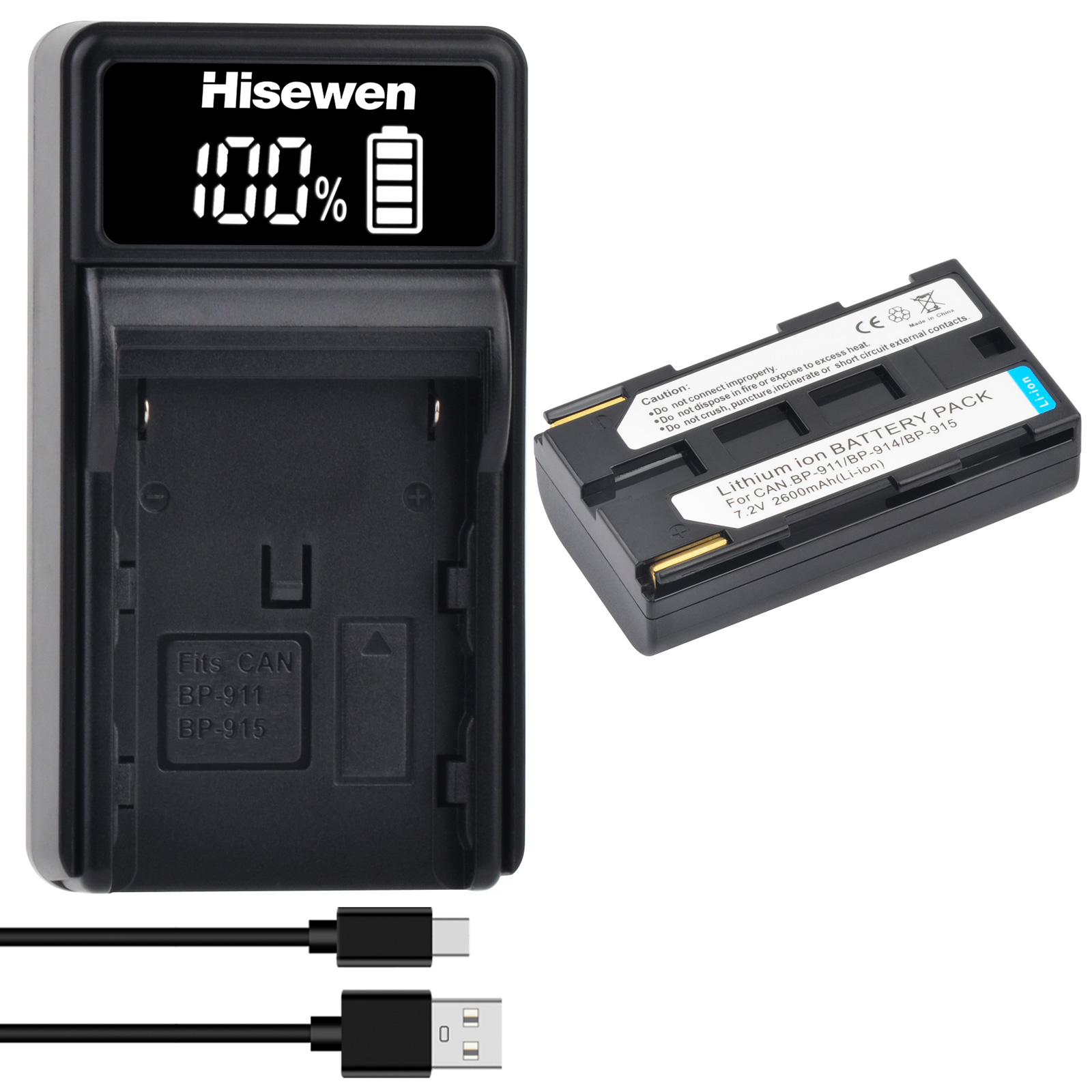 BP-911 BP-911K BP 911 BP-914 BP-915 Battery and Charger for Canon BP911 BP914 BP915 E1 E2 E30 ES50 ES6500V ES7000V ES8000V: Yellow