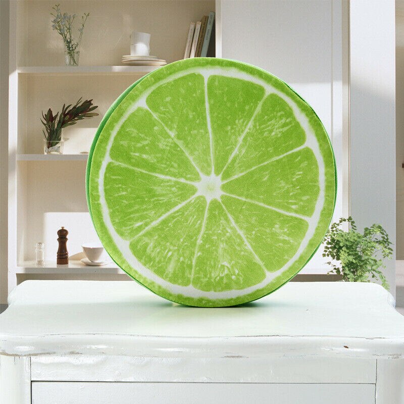 Frukt golv kudde rund kudde mjuk plysch sittdyna soffstol: Citron- / 32 x 32 x 5cm