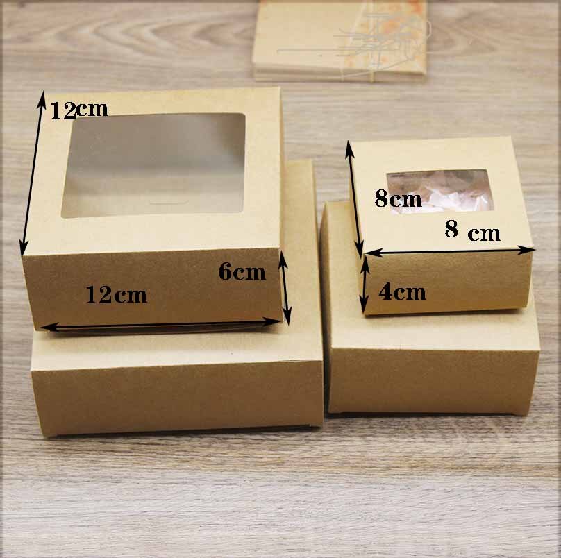 20x Gift Box with Window - White, Black, Kraft Cardboard - DIY Packaging for Jewelry, Wedding, Party
