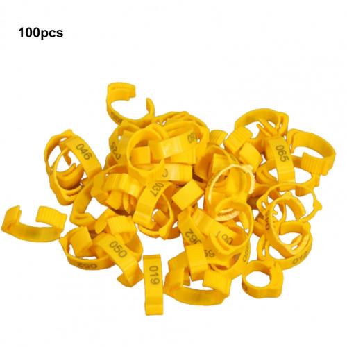 Wear-resistant 100Pcs Unbreakable Duck Chicken Foot Ring Smooth Surface Duck Leg Bands Flexible for Animal: Yellow