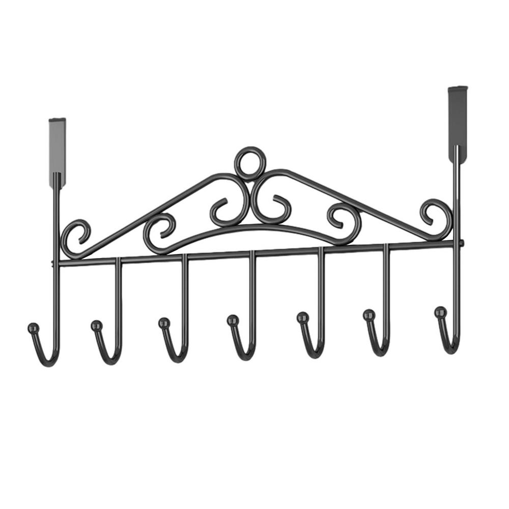 Hooks Over The Door Home Bathroom Organizer Rack Clothes Coat Hat Towel Hanger Bathroom Kitchen Accessories Holder Door Hang: black