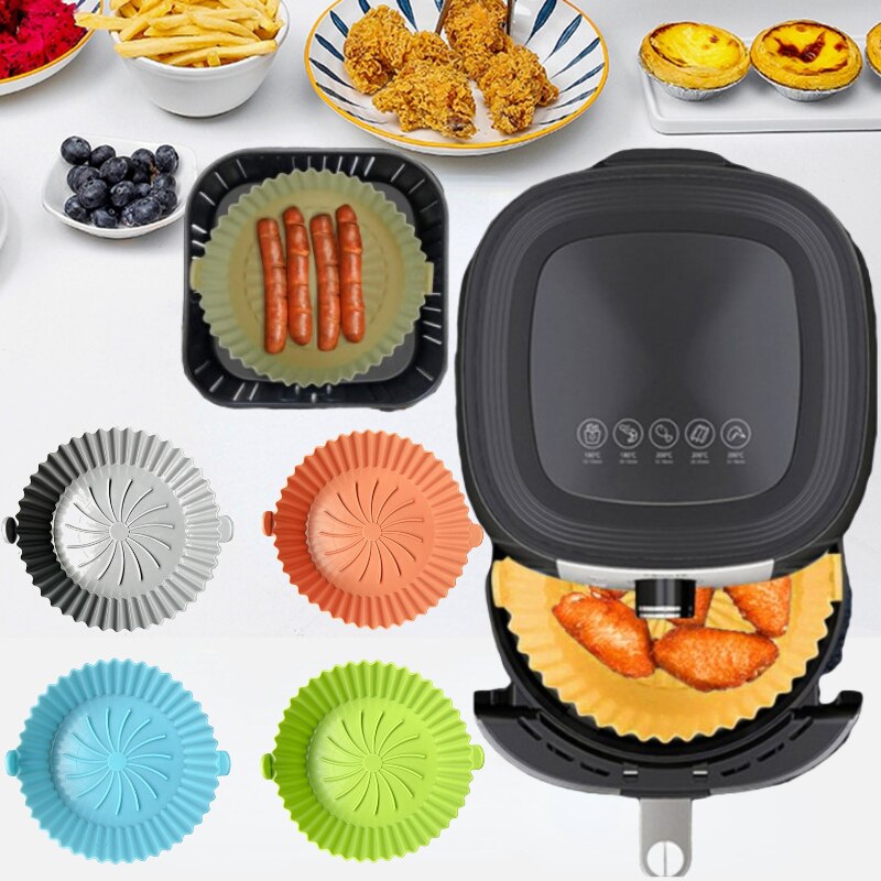 Silicone Mat Air Fryer Liner Steamer Pad Baking Inner Liner Mats Cooking No Oil Pan Basket Kitchen Utensils Airfryer Accessories