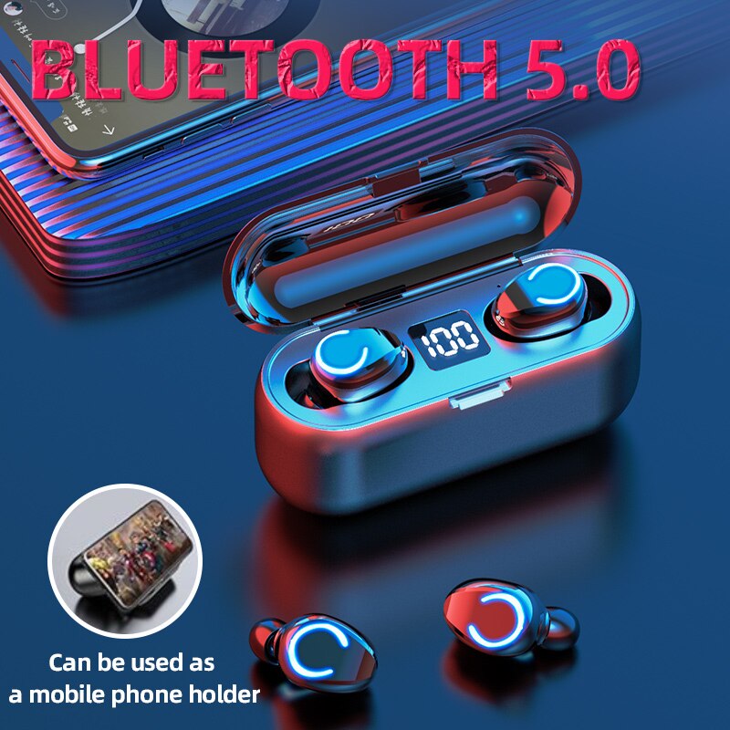 mini TWS Bluetooth 5.0 Auricolari Cuffie Senza Fili 9D Hifi stereo di trasporto di sport Impermeabile Cuffia Auricolare Senza Fili con Microfono