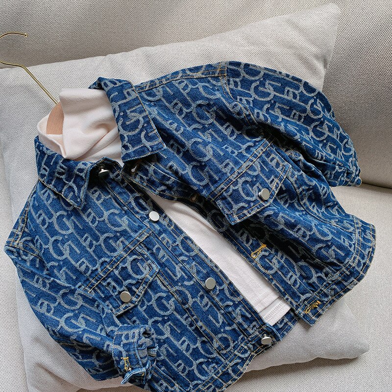Giacca di jeans per bambini 2020 Autunno e Inverno Nuovo bambino Dei Ragazzi e Delle Ragazze Breve denim Del Cappotto Del bambino Della Stampa Della Lettera superiore bambini Giubbotti 2-8Y