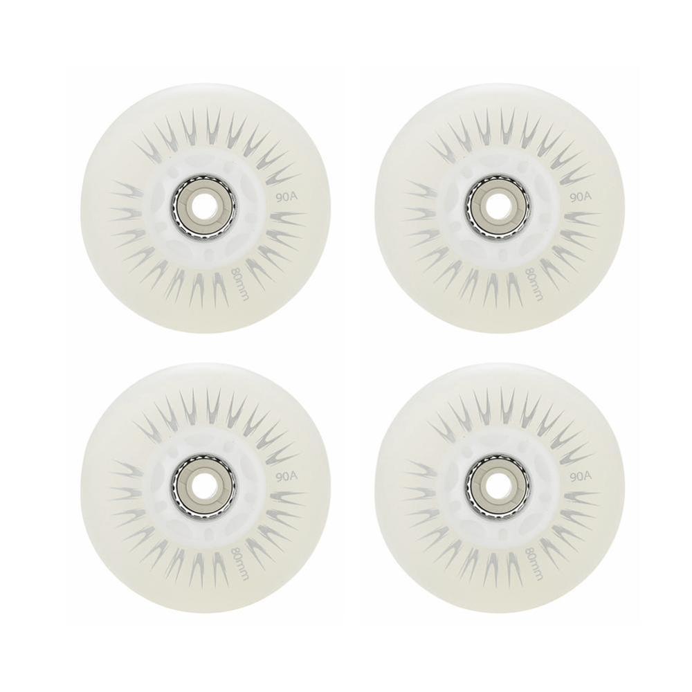80mm rolo inline rodas de skate 4 pces led deslizante patinação durável roda substituição rollerblade luminoso piscando rolos h1y1: white