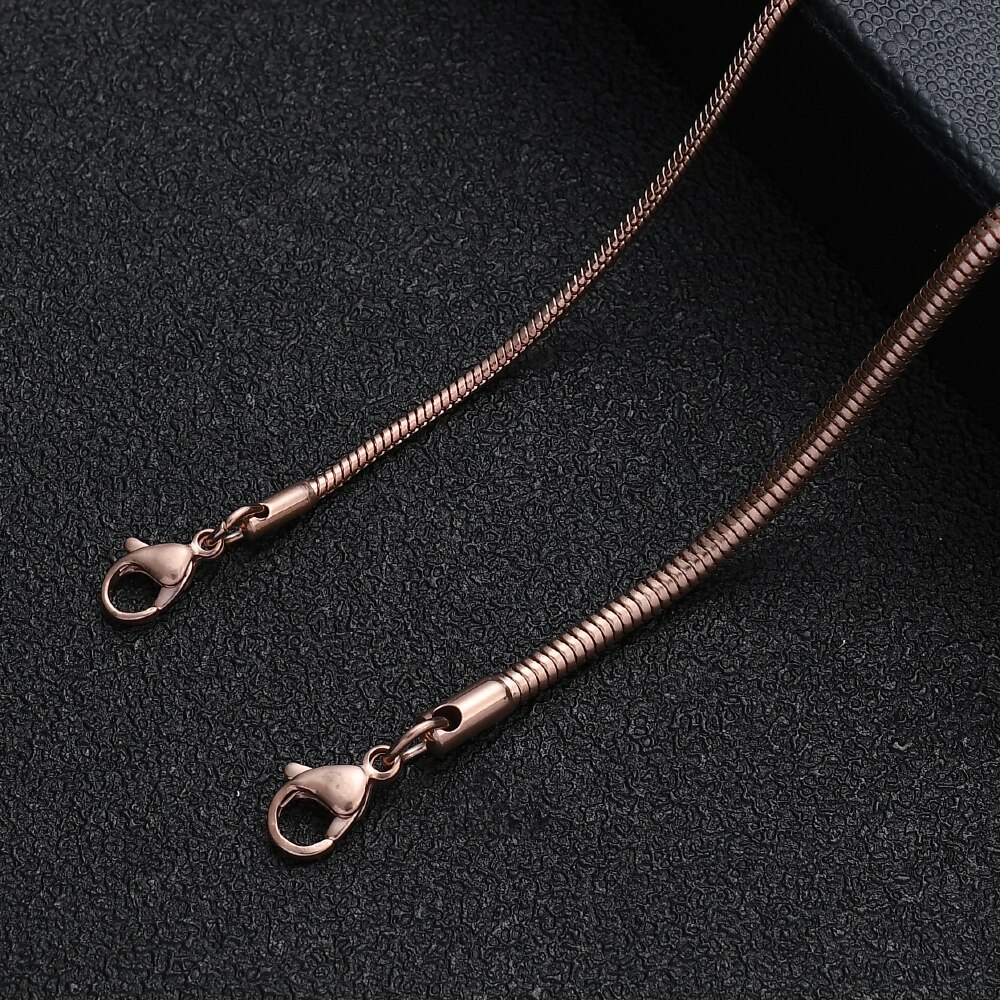 Prijs 2/3Mm Rvs Plated Rose Gold Ronde Snake Chain Armband Party Sieraden Voor vrouwen 18.5/20Cm