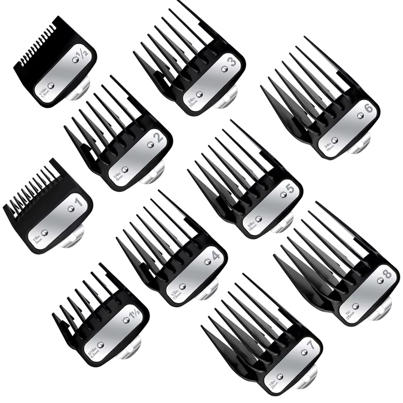 Peignes de protection de tondeuse avec clip en métal, guides de coupe de cheveux professionnels, compatibles avec la plupart des tondeuses Wahl, 8 pièces, 10 pièces, Premium: vert clair