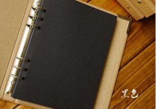 Blank Cover Loose-Leaf Album Concise Kraft Paper Diary Hand -Painted Graffiti Diary Photo Album For Lover Baby Wedding 40 Pages: black paper