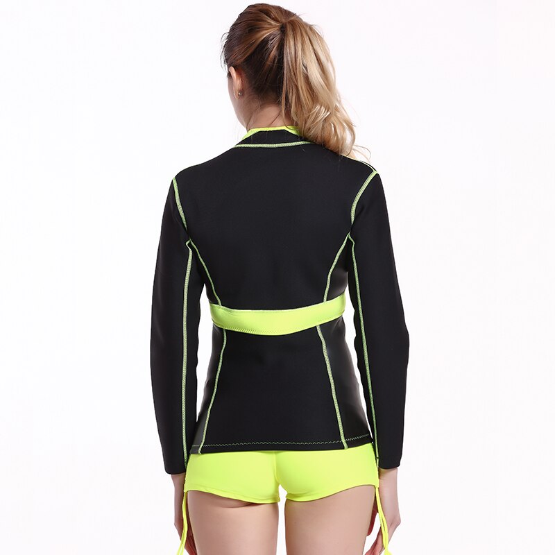 Womens 2mm Neoprene Long Sleeve Jacket Front Zipper Wetsuit Top Surfing Diving Surfing Shirt Women's Wet Suit