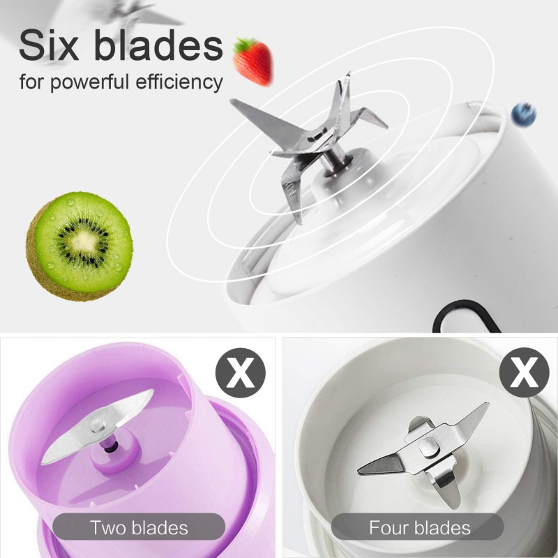 Personal Blender, Smoothies Mini Jucier Cup USB Rechargeable And Blender Shakes,500ml,Fruit Juice,Mixer - With Six Blades