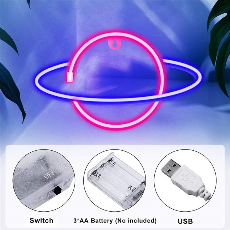 Planeet Led Neon Lamp Ronde Planeet Neon Sign Neon Light Batterij Aangedreven Home Decoratieve Muur Light Party Room Verlichting Decor