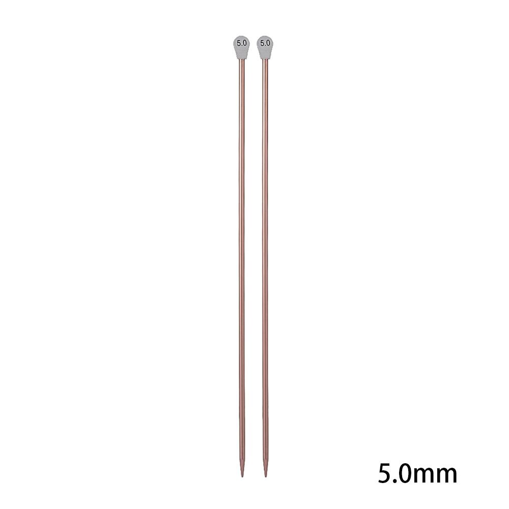 2Pcs/Set 35CM 2.0-12MM Single Pointed Knitting Needles Aluminum Straight Pins Sweater Scarf Weaving Tool Sewing Accessories: 5.0mm