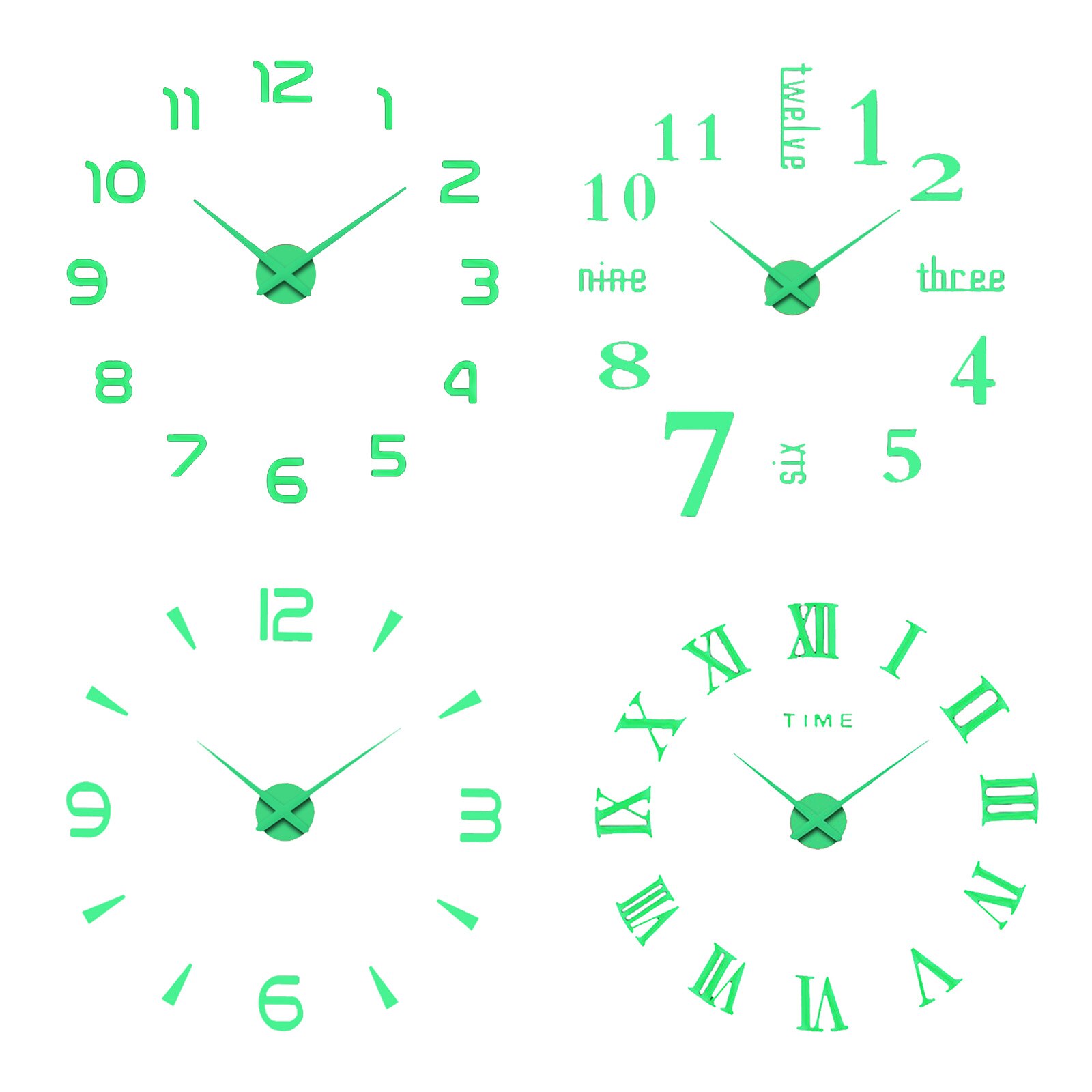 Luminous 3D Wall Clock Large Acrylic DIY Wall Sticker for Living Room Decoration Quartz Large Wall Clock