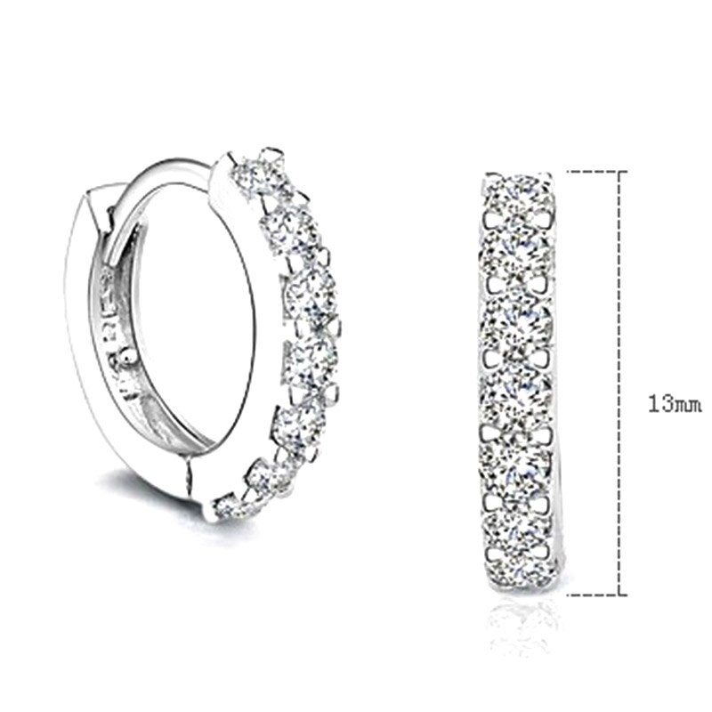 1 paar Frauen Gepflasterte Kristall Zirkon Runde Hoop Ohrringe Einfache Fein Schmuck AIC88