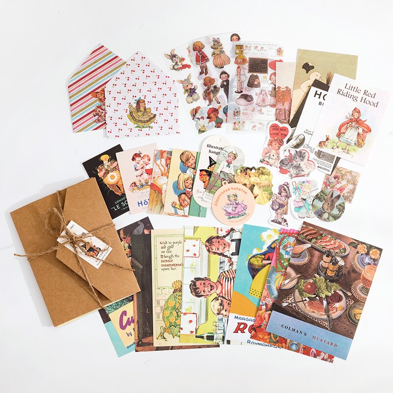 30 unids/lote decorativo Vintage Scrapbooking material DIY conjunto diario álbum Retro etiquetas Collage material de papel hecho a mano artesanía: C