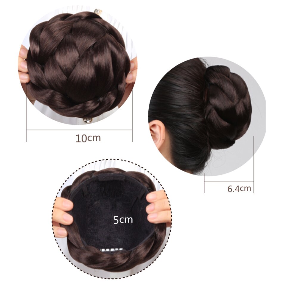 Allaosify, moño trenzado de pelo de punto de tamaño pequeño, moño de pelo sintético, Donut, postizos de rodillo, accesorios para el cabello Haar