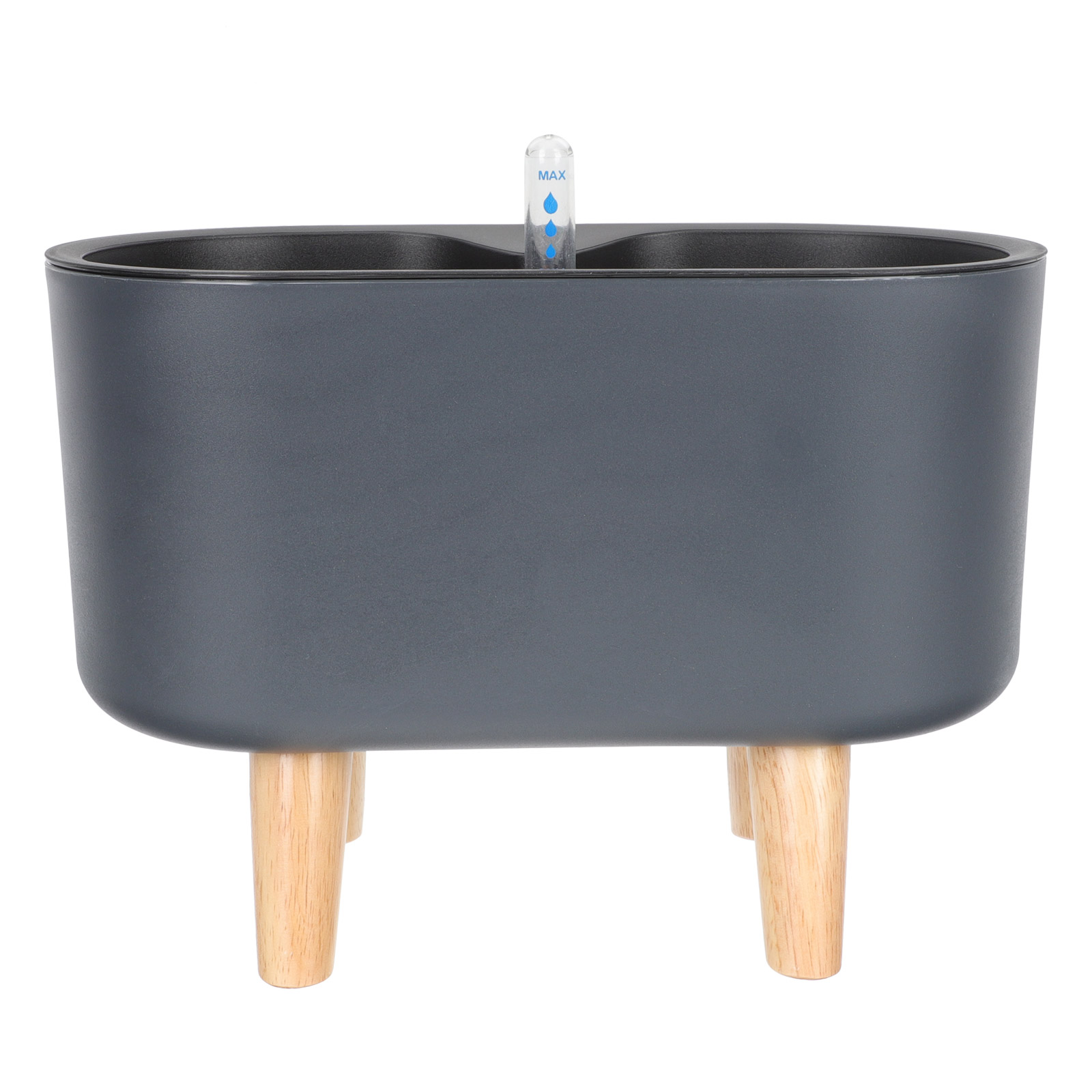 Zelfwaterende bloempot, automatisch absorberende plantenpot, lichtgewicht, duurzame plantenbak van hout en kunststof voor tuin en terras.