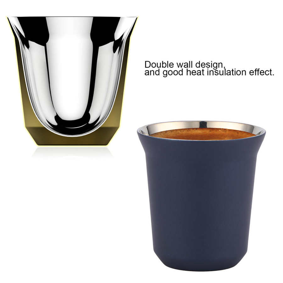 Taza de café de acero inoxidable 160 de 80ml/304 ml, taza de doble pared con cápsula aislada, taza de leche para el hogar y la tienda, vasos de Espresso