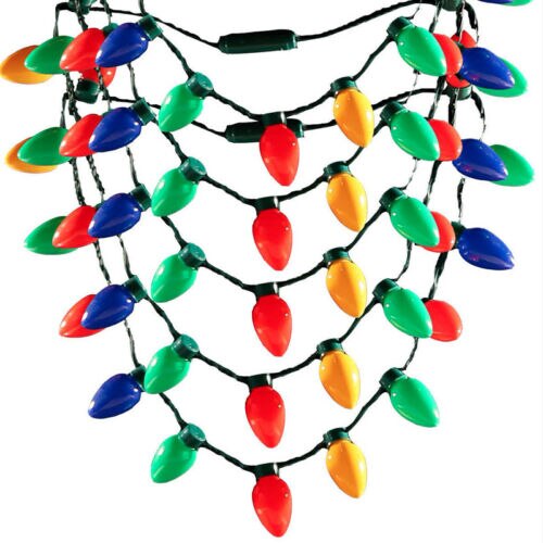 Limit 100 LED Light Up Christmas Bulb Necklace Party Favors for Adults or Kids