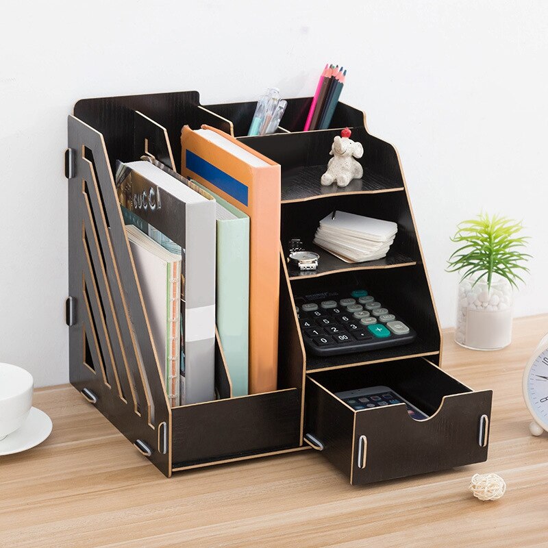 DIY Office Supplies Desktop Organizer Bookshelf A4 Drawer Folder Shelf File Tray Desk Organizer-SCLL