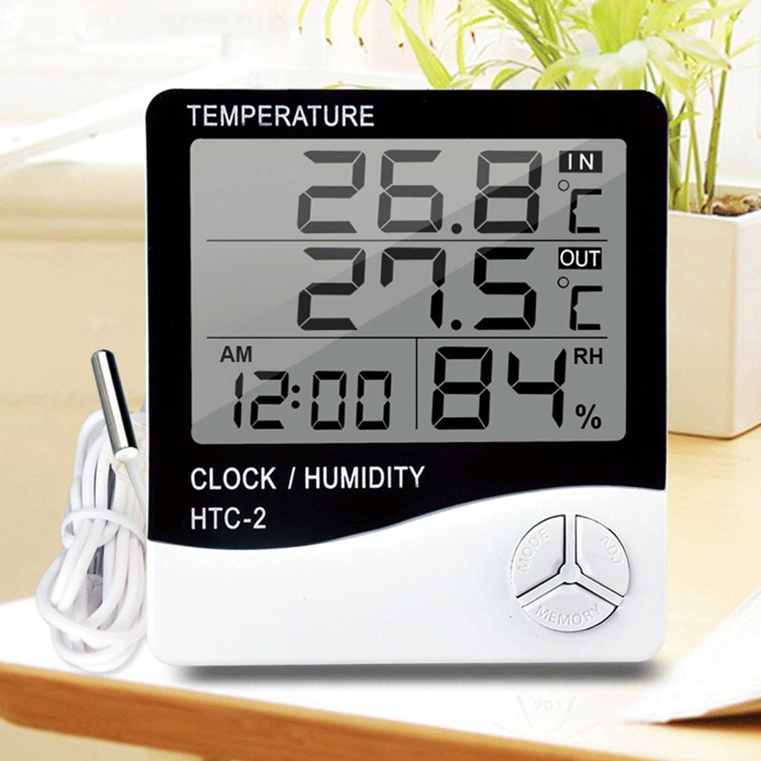 Portable LCD Digital Temperature Humidity Meter -1 /-2 Indoor Outdoor Hygrometer Thermometer Tester Weather Station With Clock