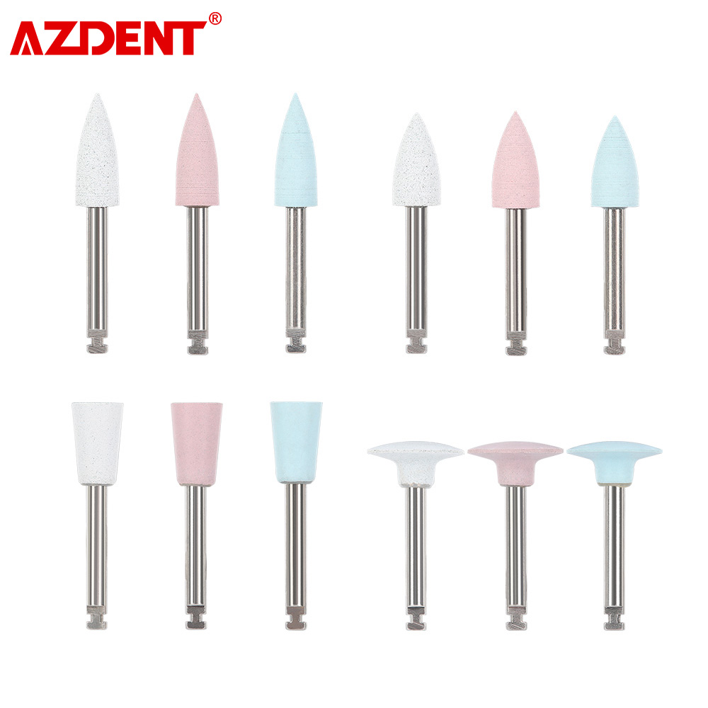 AZDENT 12 teile/paket Zahn Silikon Polieren Spitze Schleifen Köpfe Zähne Polierer RA Bohrer Dia. 2,35 mm für Handstücke mit niedriger Geschwindigkeit