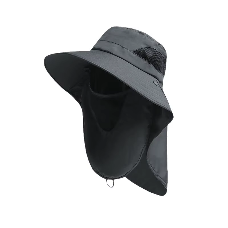 Uv-beschermende bucket hat upf 50+  brede rand zonnekap waterdichte nekflap ademend vissen wandelen safari trekking heren uitrusting 1pc: Grijs