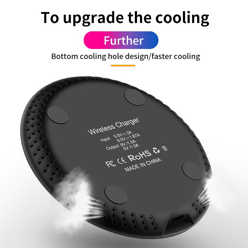 Wireless QI Fast Phone Charging Pad Charger Charging Wireless Induction Table Desktop Super Thin 7mm Thickness Charger with LED