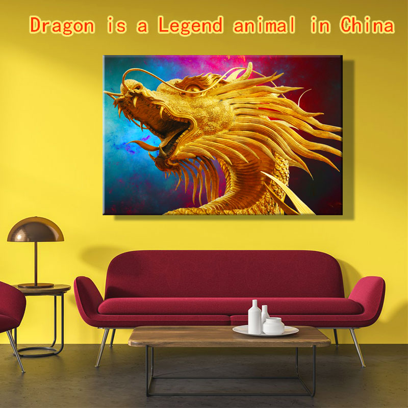 Láminas de manualidades con pintura por números cuadros pintura por números con kits dragón chino mitos y leyendas chinas animales míticos ilustraciones