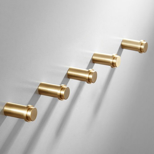 Messing haak geborstelde kleedhaken kledinghaak wandmontage badkameraccessoires messing kledinghanger deurhaak: 5 stuks