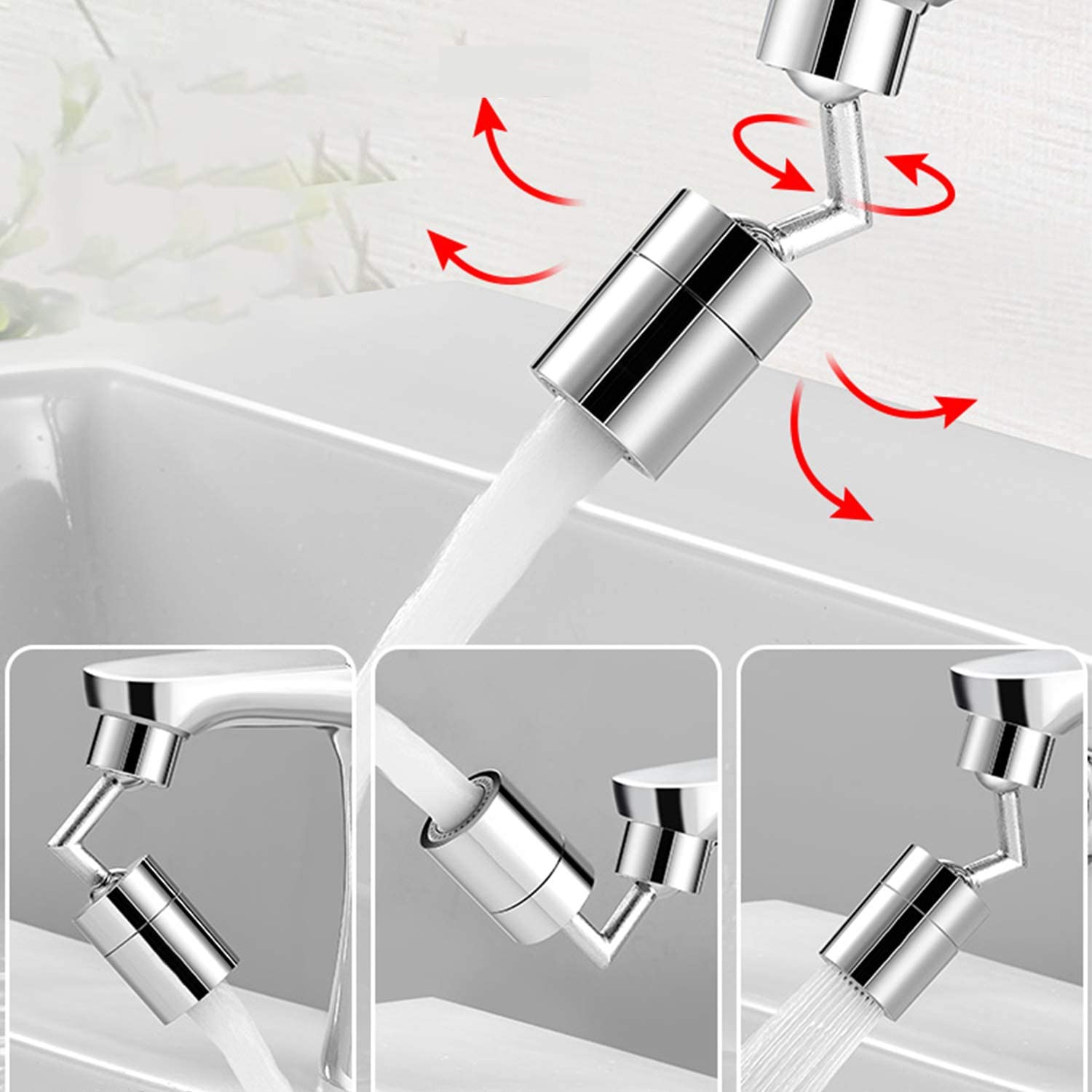 SHAI Universal Splash Faucet Spray Head 720 Degree Rotating Tap Filter Water Bubbler Faucet Aerator Kitchen Faucet Nozzle