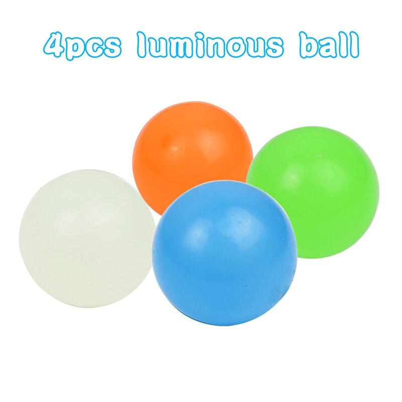 Boule lumineuse de couleur haute élastique, jouet qui brille dans la nuit, décoration de la maison, pour enfants: 4pcs mix
