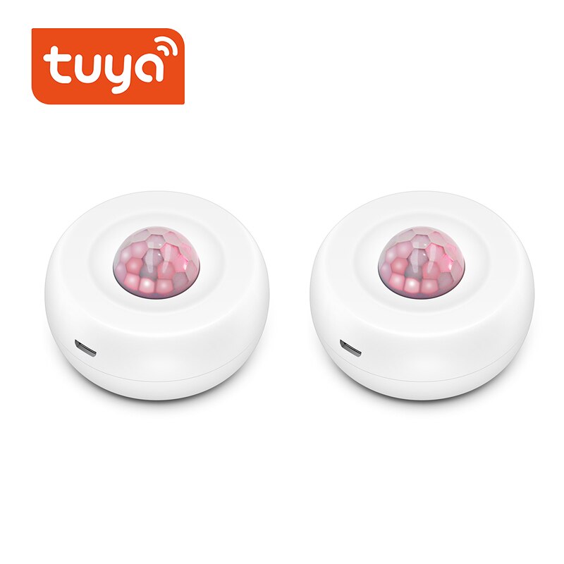 Tuya WiFi Motion PIR Sensor Detector USB charging WIFI Movement Sensor Support no one mode APP Wireless Home Security System: 2PCS Without battery