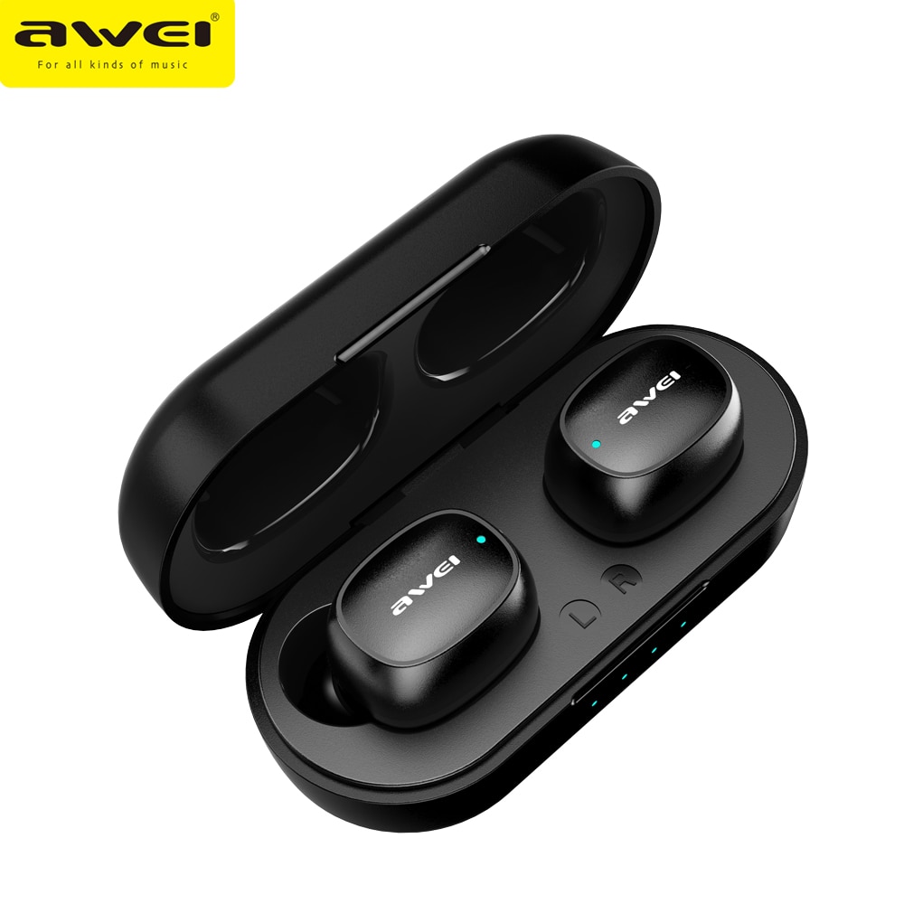 Awei Tws 5.0 Oordopjes Touch Sensor Bluetooth Hoofdtelefoon Auto Pairing Gaming Oortelefoon T13 Met 300Mah Opladen Case