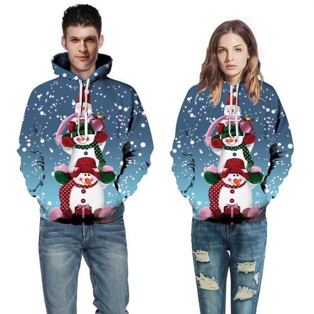Sweat à capuche de skateboard imprimé 3D Animal de noël pour amoureux sweat à capuche à manches longues hauts pour couple et pulls Hip Hop Streetwear: QL-6130 / L   XL