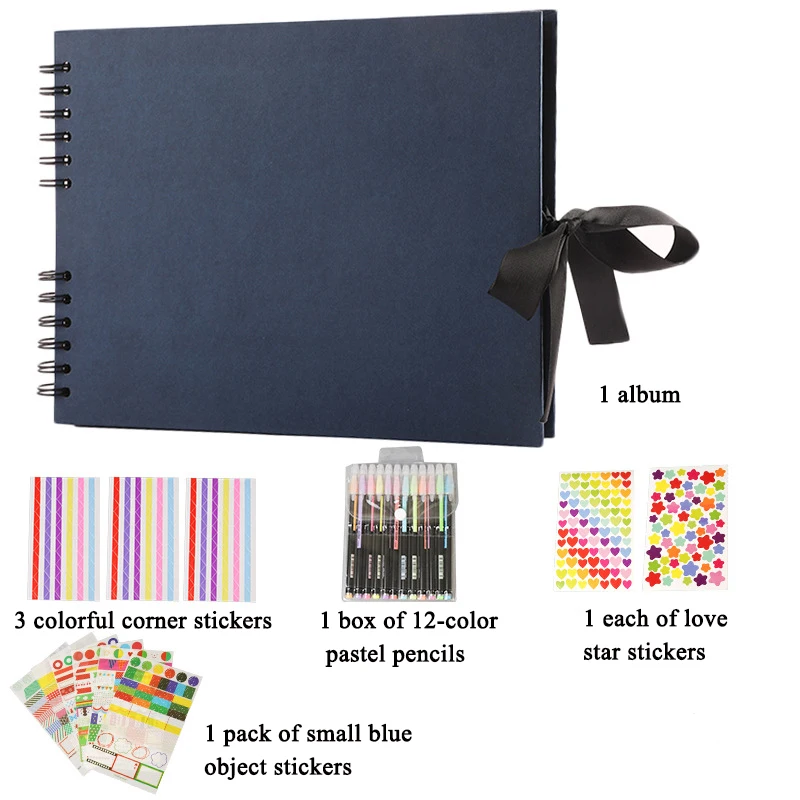 1pc Handmade Collectible Memorial Album DIY Scrapbooking Graffiti Black Card Inserts for Furniture Decoration,Memorials: Burgundy