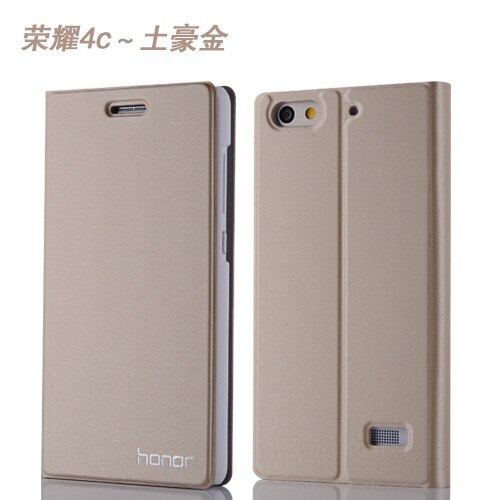 for Huawei Honor 4C Phone Case Luxury Slim Style Flip Cover leather protective sleeve for Honor 4C 5.0'' Cover Bag: Gold