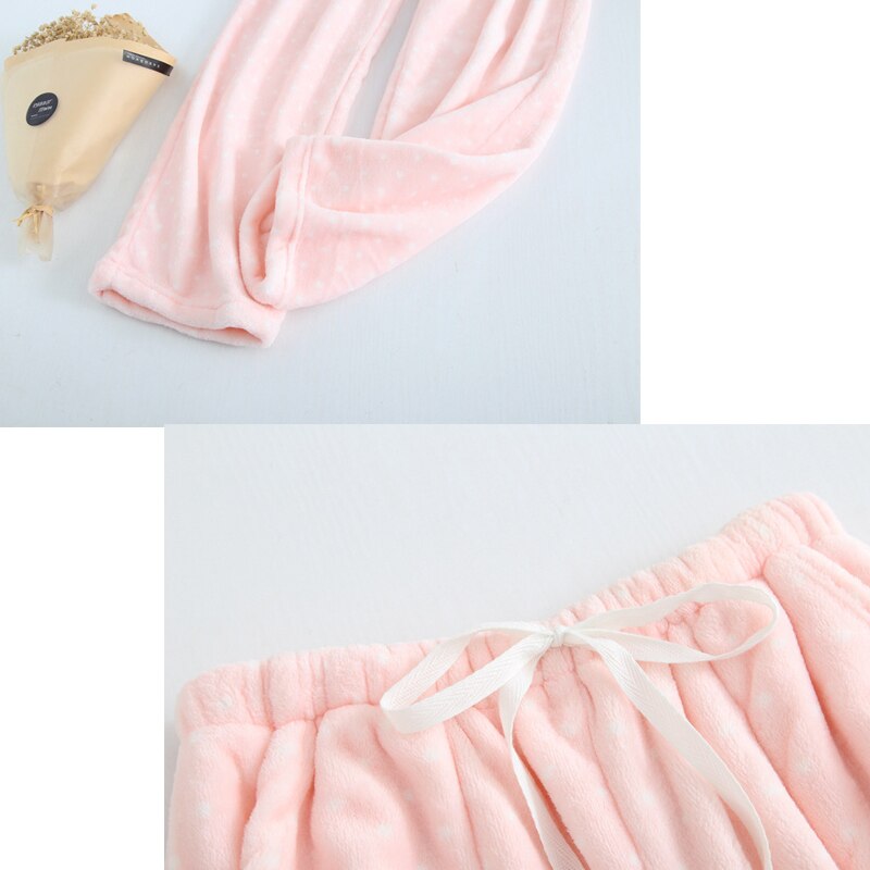 Pantalones de dormir de lunares para mujer, ropa de dormir de franela, holgada, gruesa y acogedora, con bolsillos adorables para estudiantes, combina con todo, Popular