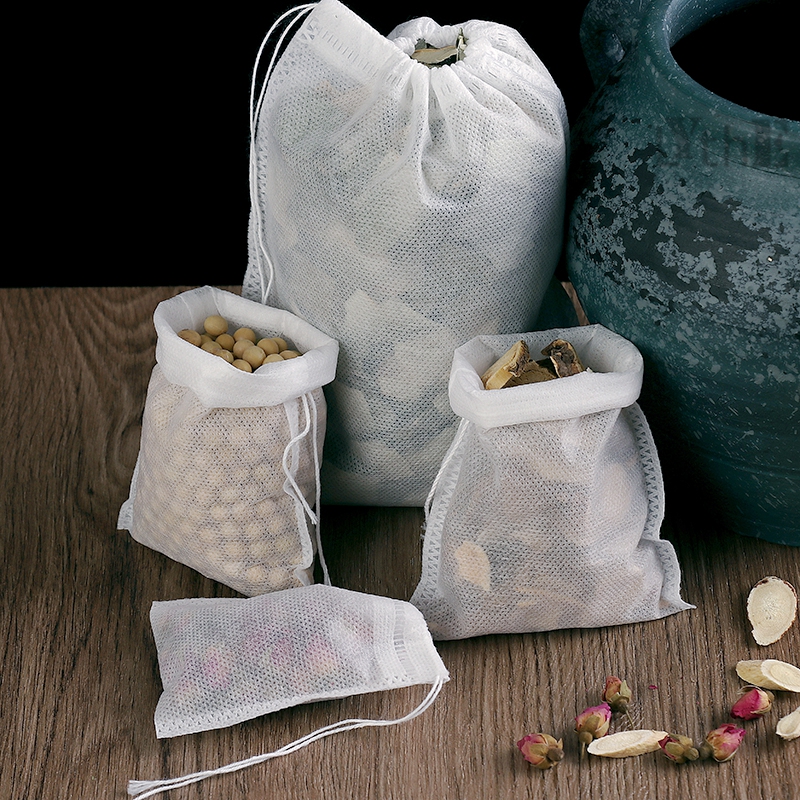 100Pcs 20x30cm Large Tea Bag Disposable Empty Tea Filter Bags No Mess Mesh Bags with Drawstring for Iced Coffee Loose Leaf Tea