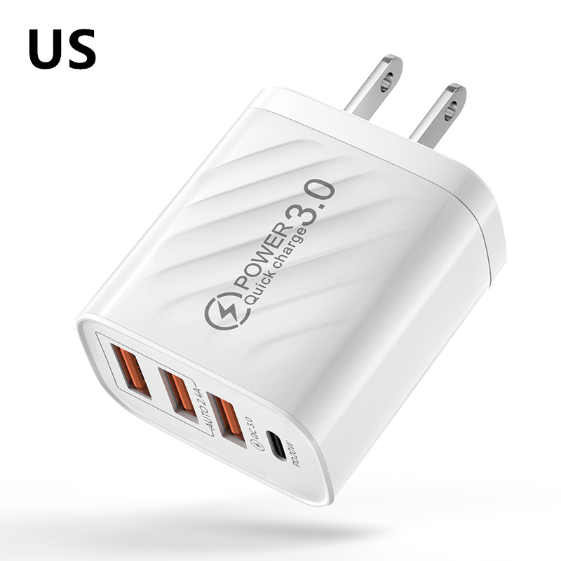 30W USB C Ladegerät Schnell Ladegerät Für iphone 13 12 Xiaomi Huawei Samsung Quick Charge 3,0 4,0 handy lade adapter QC 3,0: White US Plug