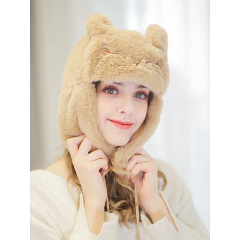 Women Warm Earmuffs Thicken Ear-flapped Hat Faux Fur Bomber hat Winter Faux Fur ThundercapChristmas hat party hat halloween hat